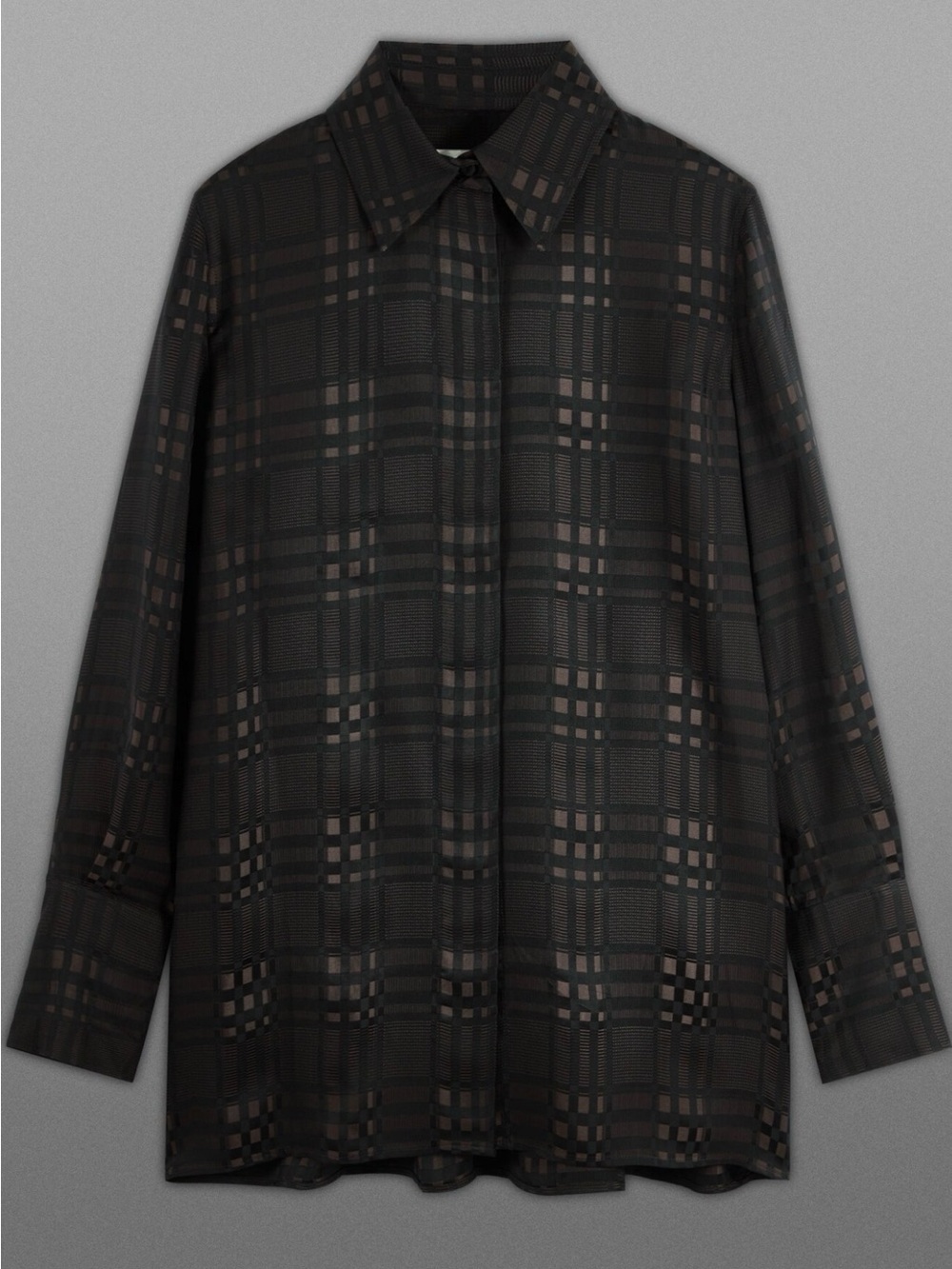 COS Runway Collection Sheer Checked Button-Up Jacquard Shirt size 6